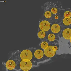 Mapa RDR2 z zaznaczonymi obszarami występowania legendarnych zwierząt.