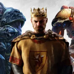 Król w koronie, obok mrocznego wojownika i kosmicznego żołnierza. Ikony gatunku gry strategiczne.