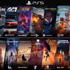 Kolekcja gier na PS5: Horizon, Spider-Man, Gran Turismo, Ratchet & Clank, Demon's Souls, Returnal, Sackboy, Destruction Allstars, Astro's Playroom, Kena, Godfall, Ghostwire, Project Athia, Stray, Solar Ash, Goodbye Volcano High, Deathloop, Jett.