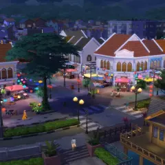 Nocne targowisko w The Sims 4, gdzie można dowiedzieć się, jak obniżać przedmioty, by stworzyć idealny dom.
