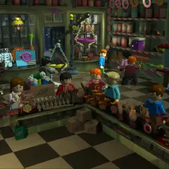 Lego Harry Potter 1-4 poradnik: Sklep z magicznymi słodyczami, pełen postaci i produktów.
