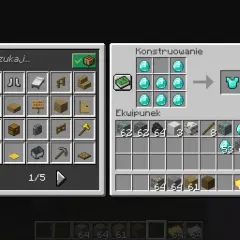 Gracz w Minecraft tworzy diamentową zbroję, używając "sweeping edge" po polsku.