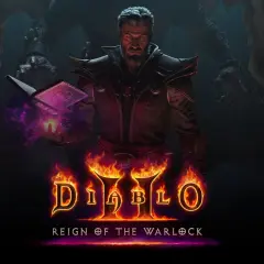 Mroczny mag z księgą zaklęć i płonącymi dłońmi, zapowiadający Diablo 2 Resurrected PS5.