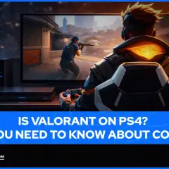 Gracz z kontrolerem w ręku gra w Valorant na PS4, siedząc przed ekranem.