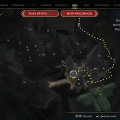Mapa Hogwartu z zaznaczonymi płomieniami fiuu i listą zadań. Szukasz kluczy Dedala, by odblokować nowe lokacje.