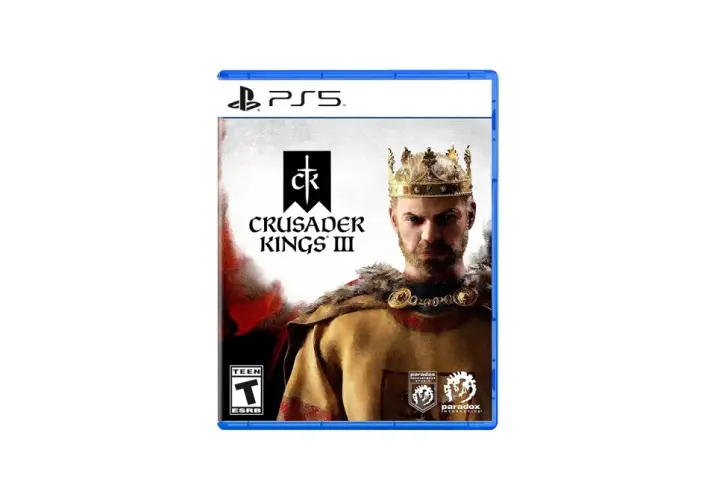Okładka gry Crusader Kings III na PS5 z wizerunkiem króla.
