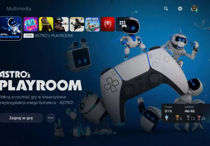 Astro z Astro's Playroom na tle konsoli PS5. Odkryj przyszłość gry z międzygalaktycznym bohaterem!