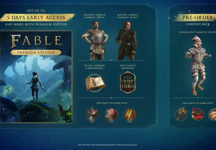 Fable 4 Premium Edition: wczesny dostęp, stroje, artbook, ścieżka dźwiękowa i rozszerzenie. Pre-order zawiera strój kurczaka.