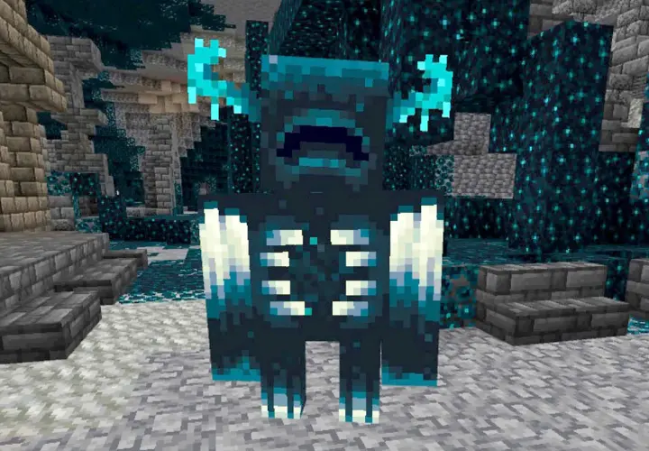 Warden z Minecrafta, potężna istota, której serca budzą grozę.