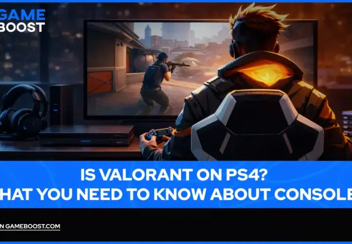 Gracz z kontrolerem w ręku gra w Valorant na PS4, siedząc przed ekranem.