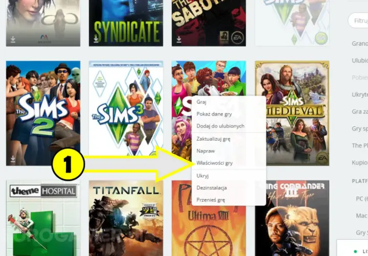Jak zmienić język w The Sims 4? Kliknij "Właściwości gry" w menu, by dostosować ustawienia.