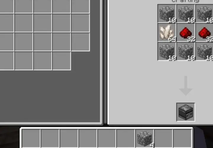 Jak zrobić observer w Minecraft: 6 kamienia, 2 pyłu czerwonego kamienia i 1 kwarc.