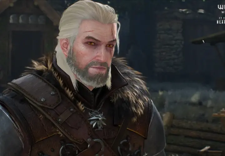 Geralt z Rivii, gotowy do walki, z wilczym medalionem. Idealny do tworzenia najlepszych wiedzmin 3 buildy.