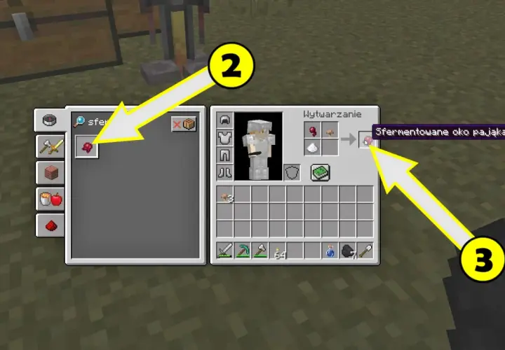 Jak się robi sfermentowane oko pająka w grze Minecraft: dodaj składniki do stołu rzemieślniczego.