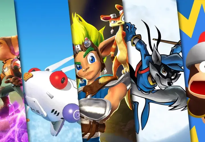 Ratchet, Jak, Sly Cooper i Ape Escape – ikony gier platformowych PS5 w akcji.