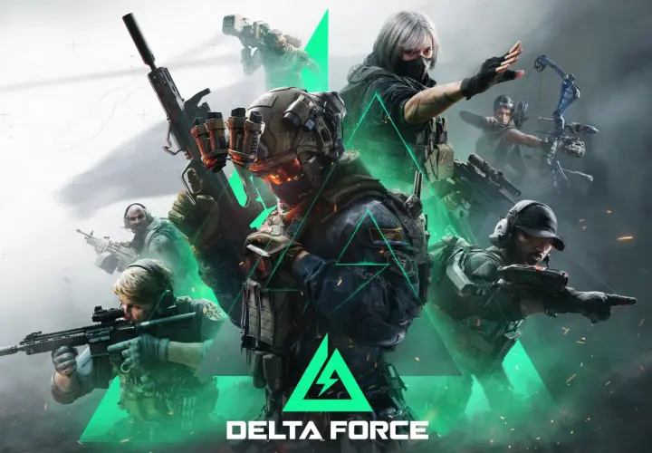 Drużyna Delta Force na PS5 gotowa do akcji. Żołnierze z bronią i łukiem w dynamicznej pozie.
