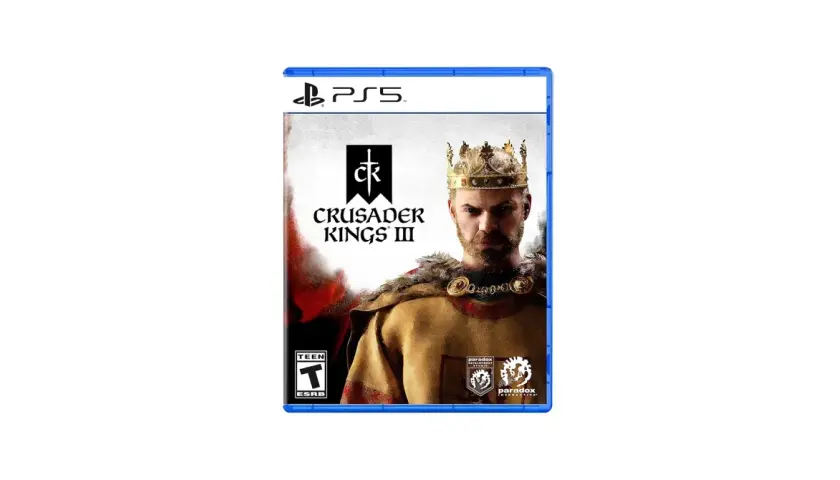 Okładka gry Crusader Kings III na PS5 z wizerunkiem króla.