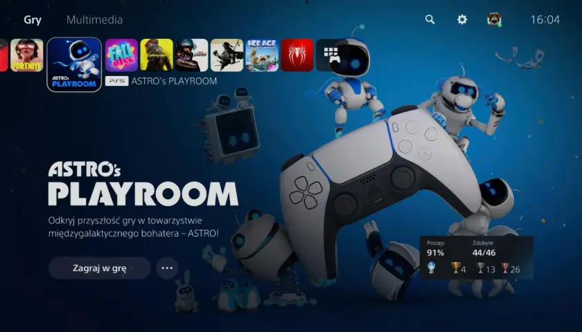 Astro z Astro's Playroom na tle konsoli PS5. Odkryj przyszłość gry z międzygalaktycznym bohaterem!