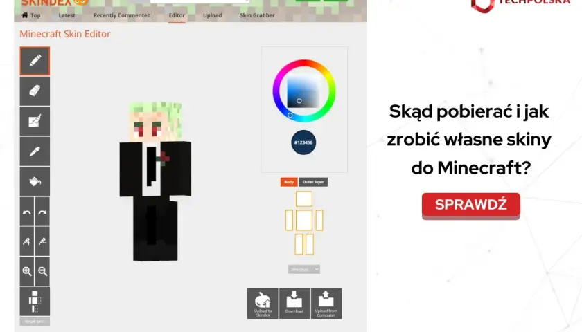 Edytor skinów do Minecraft. Stwórz własne skiny do Minecraft, pobieraj i wgrywaj.