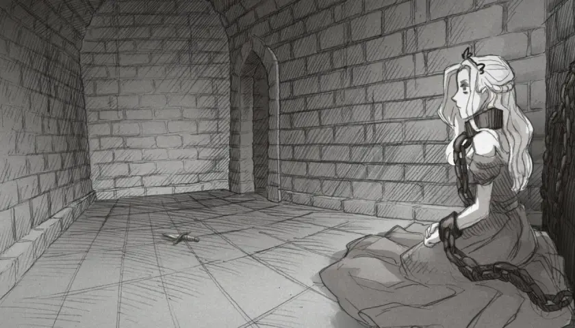 Uwięziona księżniczka w lochu, z mieczem na wyciągnięcie ręki. Czy to szansa, by **slay the princess** i uciec?