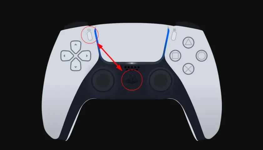 Jak podłączyć drugiego pada do PS5? Naciśnij przycisk PS na padzie, a następnie przycisk Create.
