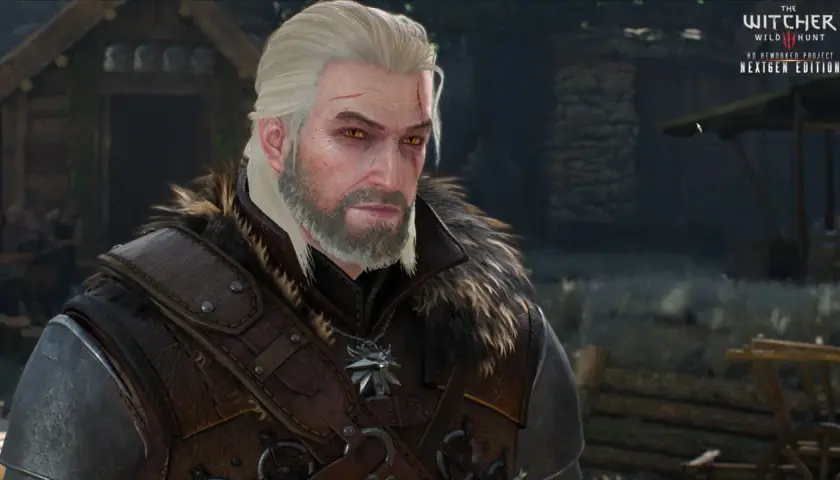 Geralt z Rivii, gotowy do walki, z wilczym medalionem. Idealny do tworzenia najlepszych wiedzmin 3 buildy.