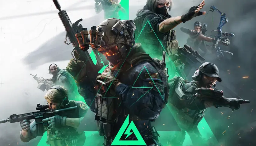 Drużyna Delta Force na PS5 gotowa do akcji. Żołnierze z bronią i łukiem w dynamicznej pozie.