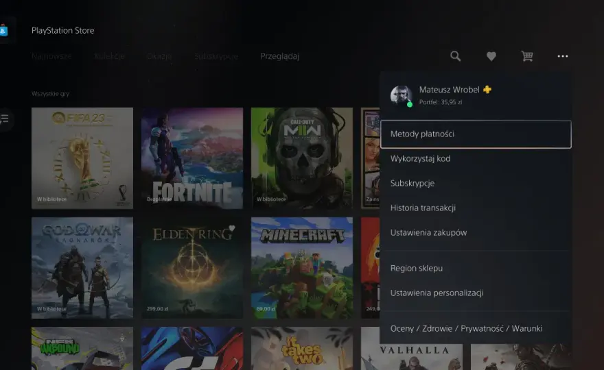 Jak doładować portfel PS4 w PlayStation Store