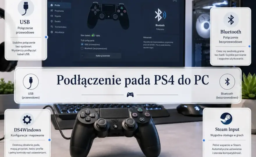 Jak podłączyć pad PS4 do PC - kabel i Bluetooth bez problemów