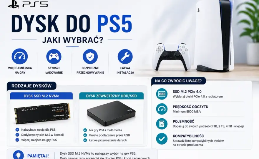 Dysk zewnętrzny do PS5 - jaki wybrać i jak go podłączyć?