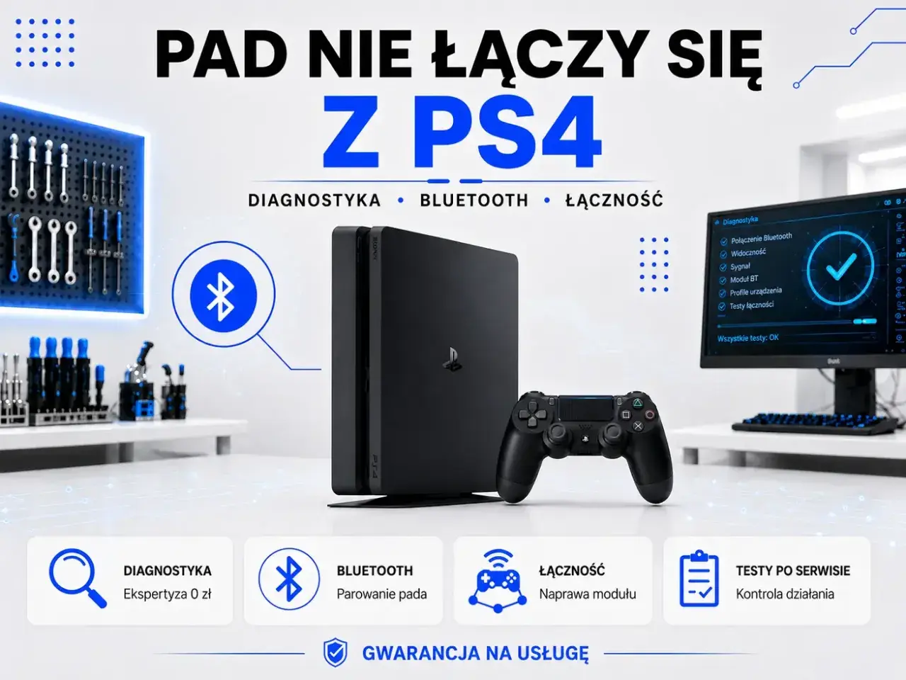 Pad nie łączy się z PS4? Sprawdź diagnostykę, Bluetooth i łączność. Dowiedz się, jak zresetować pada PS4 i naprawić moduł.