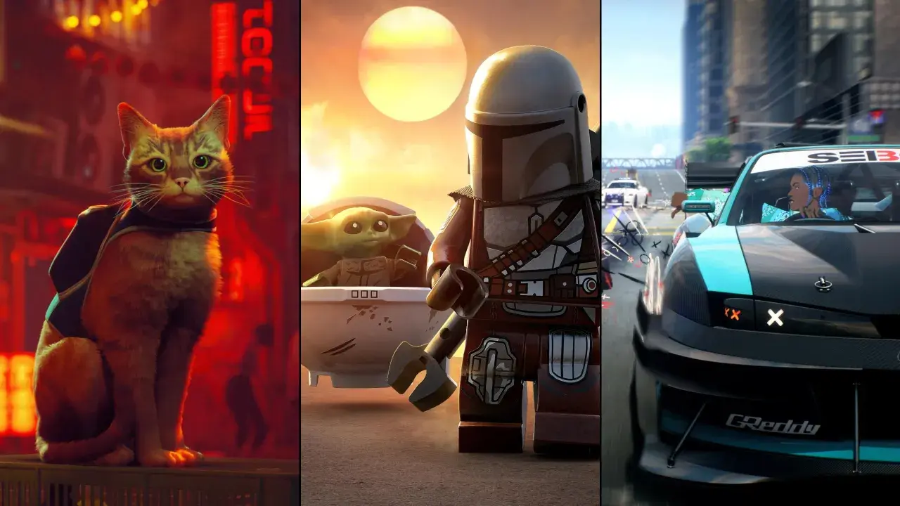 Kociak w cyberpunkowym mieście, Lego Mandalorian z Grogu i wyścigówka – to wszystko w grach przygodowych PS5.