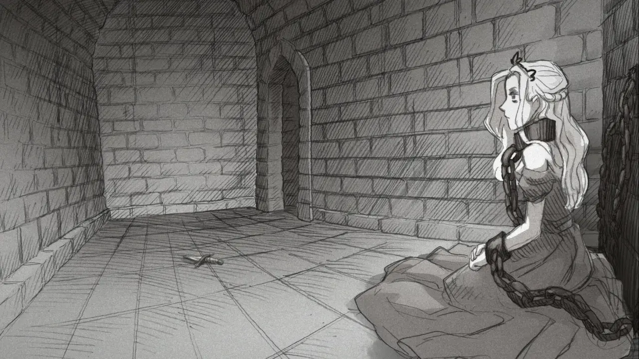 Uwięziona księżniczka w lochu, z mieczem na wyciągnięcie ręki. Czy to szansa, by **slay the princess** i uciec?