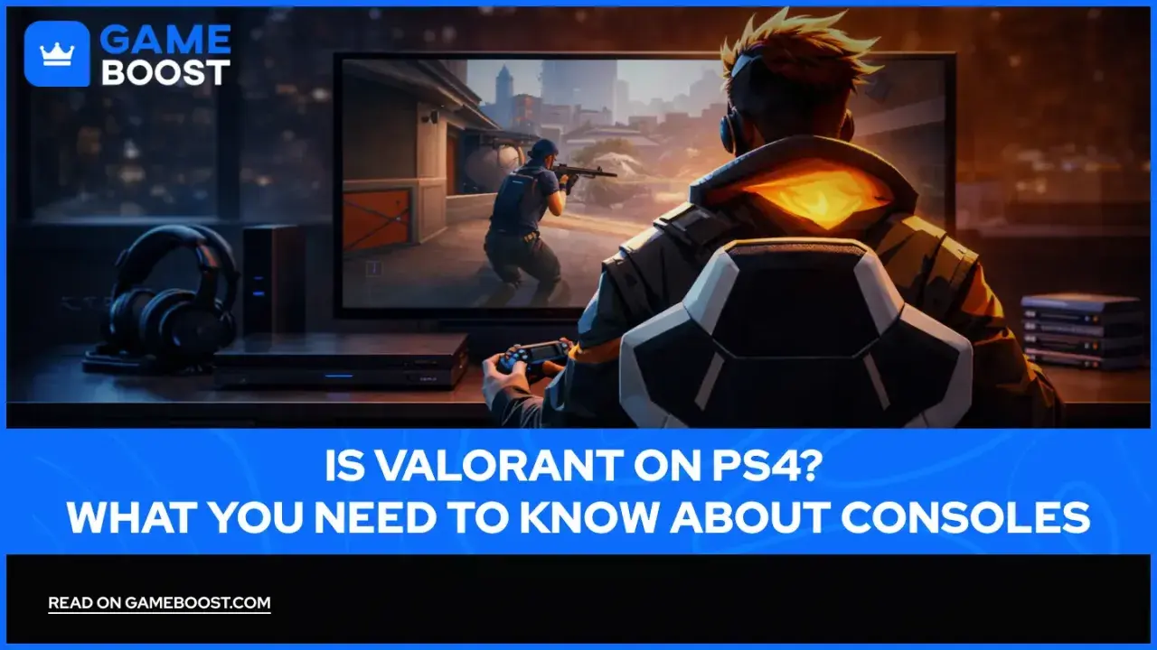 Gracz z kontrolerem w ręku gra w Valorant na PS4, siedząc przed ekranem.