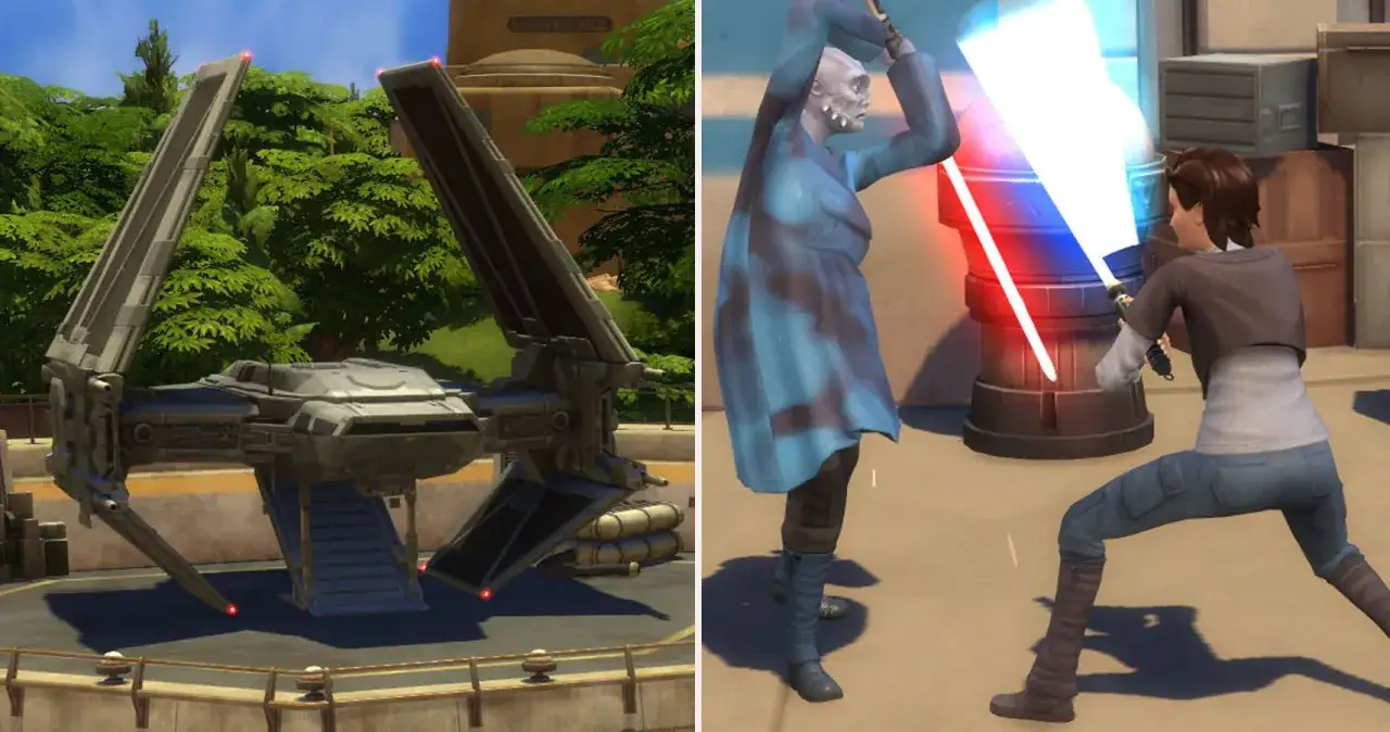 The Sims 4 Wyprawa na Batuu poradnik: statek kosmiczny i walka na miecze świetlne.
